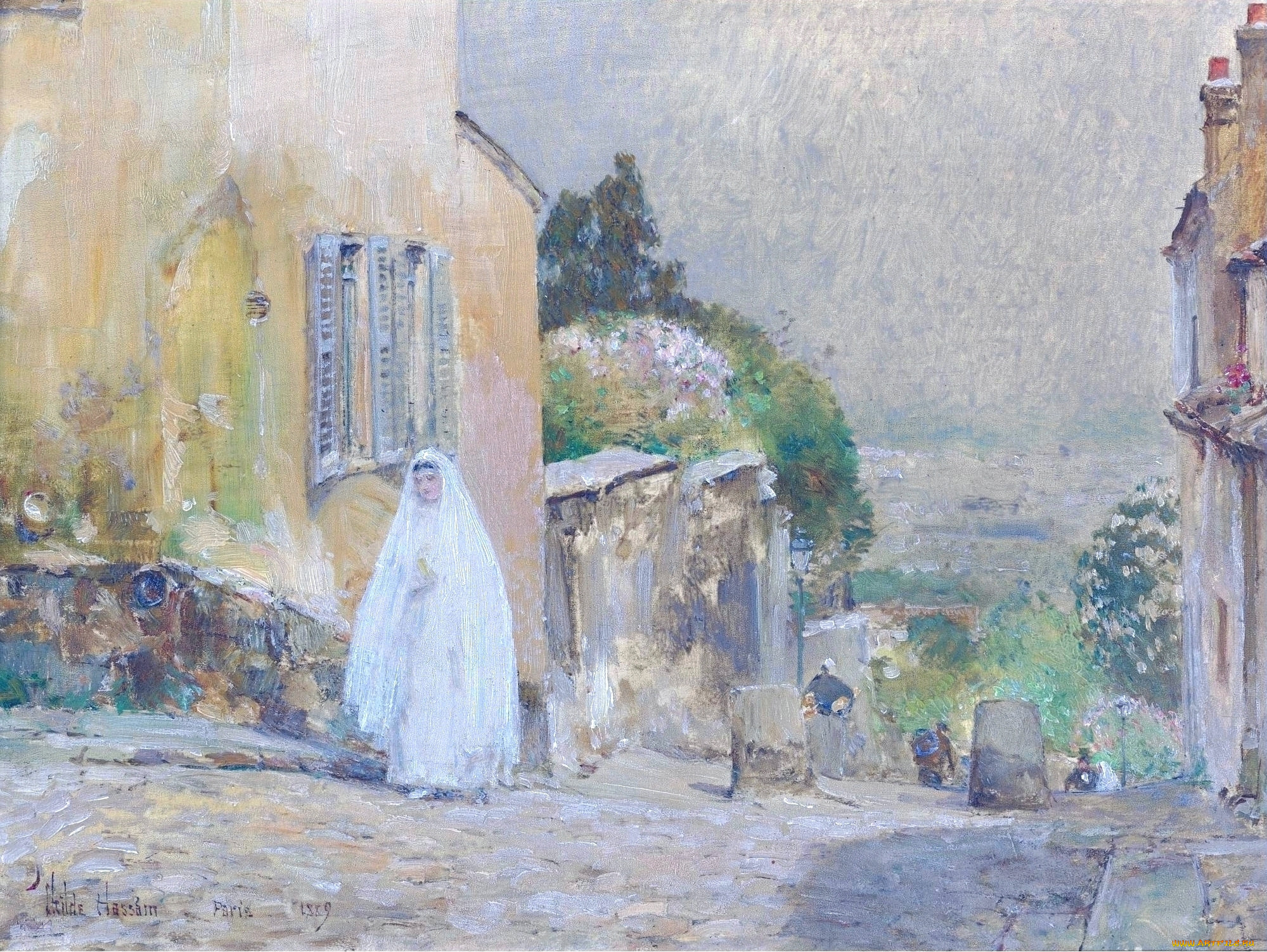 spring morning rue mt,  cenis montmartre, , frederick childe hassam, , , , , , 